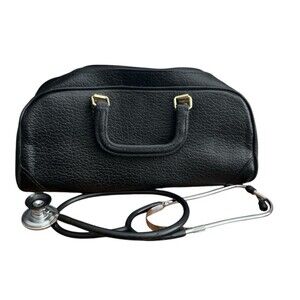 Vintage Professional Case Inc Doctor Bag Z-15214 Leather Stethoscope USA 14x5x6